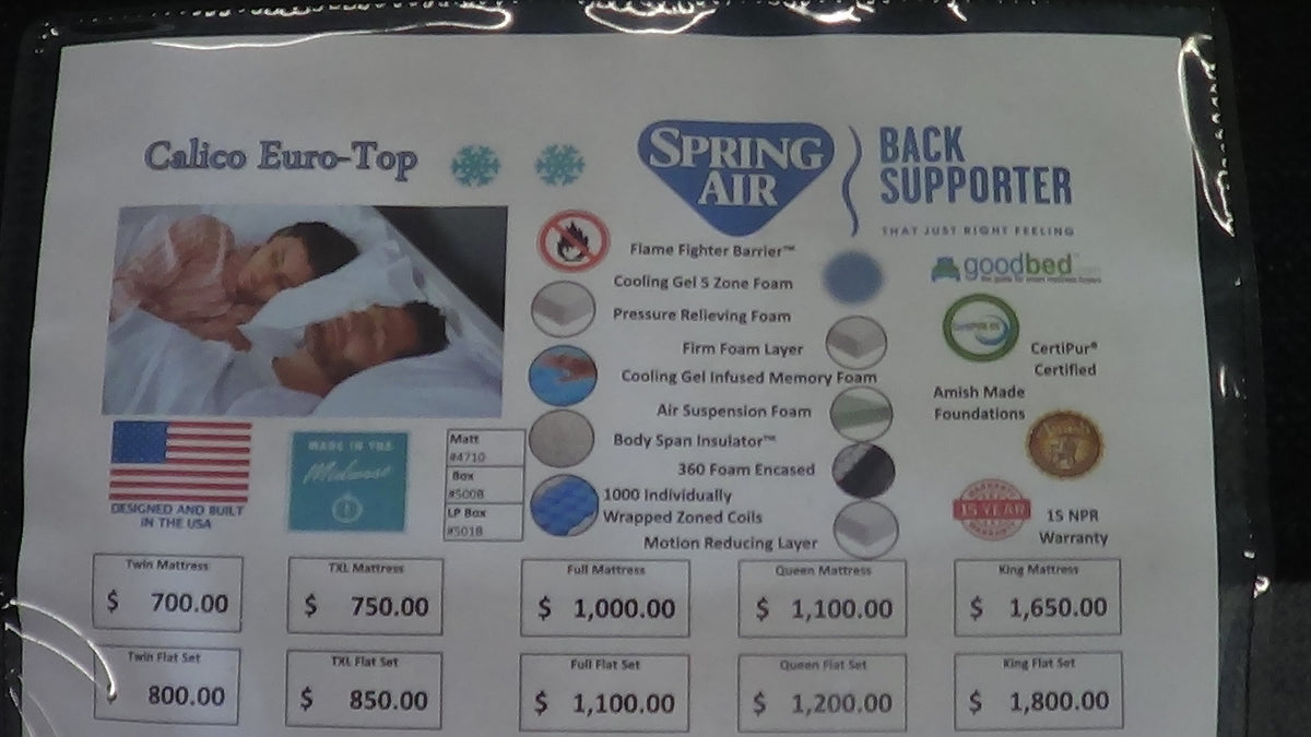 Calico Eurotop Nebraska Beds and More